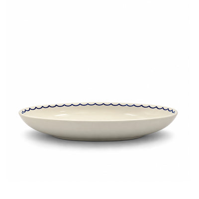 Jasi Ceramic Oval Serving Platter, 31 cm, in White and Blue with Kelibia Fish Design at Siddiq Gifts.