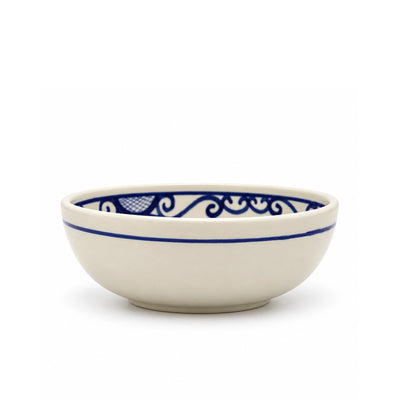 Jasmin Ceramic Serving Bowl, 16 cm, in White and Blue with Sidi Blue Design at Siddiq Gifts.