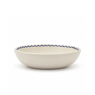 Jasmin Ceramic Serving Bowl, 20 cm, in White and Blue with Kelibia Fish Design at Siddiq Gifts.