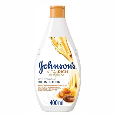 Johnson’s Vita-Rich Smoothing Body Lotion With Almond In A 400 Ml Bottle, Designed To Moisturize, Soften, And Smooth The Skin For Nourished Everyday Body Care At Siddiq Gifts.
