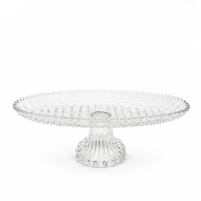 Glass Fruit Stand 30 x 9 x 10 CM Oval Crystal Pedestal Serving Plate Siddiq Gifts
