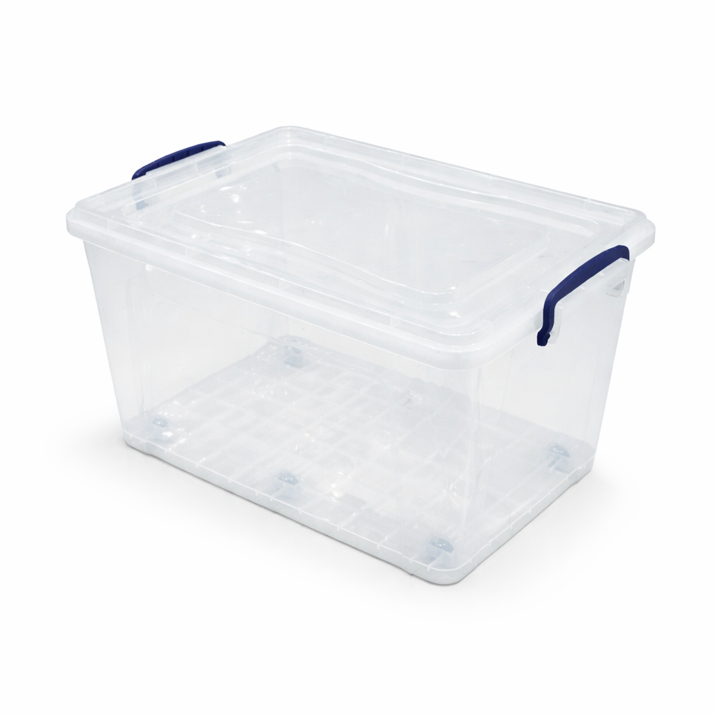 KOD30167 Clear Storage Box 42L Transparent Plastic Organizer with Lid ...