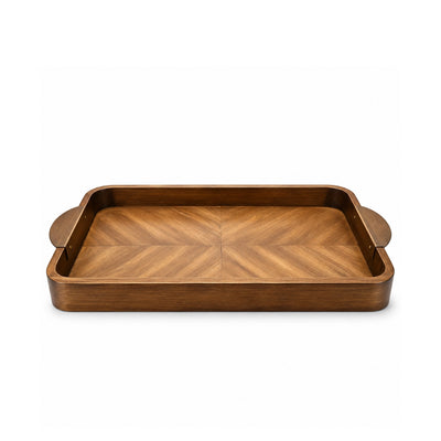 Large Wooden Serving Tray with Side Handles, 46 × 26 cm, in Brown for Serving Tea, Coffee, Snacks, Desserts, and Everyday Meals at Siddiq Gifts.