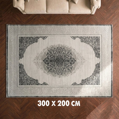 Lazar Grey Anthracite Carpet 200x300 cm Classic Medallion Rug In Elegant Grey Tones Stylish Home Decor Carpet By Siddiq Gifts