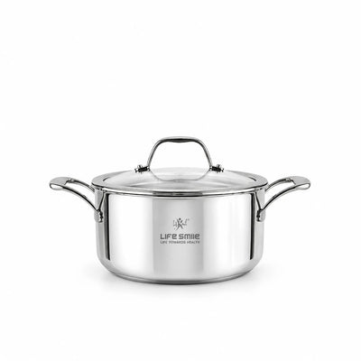 Life Smile Stainless Steel Soup Pot with Lid, 20 cm, 3.5 L, in Silver at Siddiq Gifts.