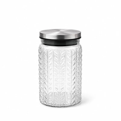 L&L ASH Glass Storage Jar With Stainless Steel Lid 18 x 10 CM Airtight Food Storage Canister Siddiq Gifts