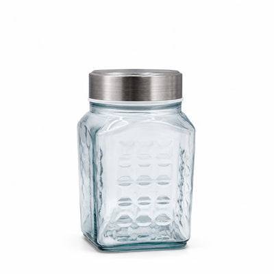 L&L CHESS Glass Storage Jar With Stainless Steel Lid 19 x 10 CM Airtight Food Storage Canister Siddiq Gifts