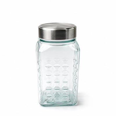 L&L CHESS Glass Storage Jar With Stainless Steel Lid 22 x 10 CM Airtight Food Storage Canister Siddiq Gifts