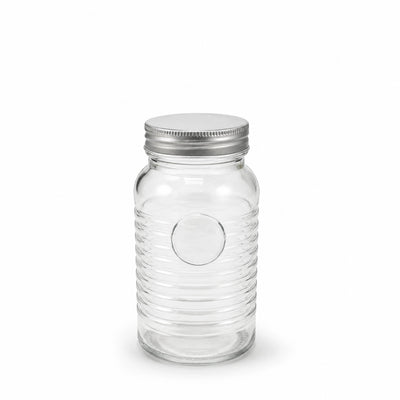L&L EZRA Glass Storage Jar With Metal Lid 15 x 8 CM Airtight Food Storage Canister Siddiq Gifts
