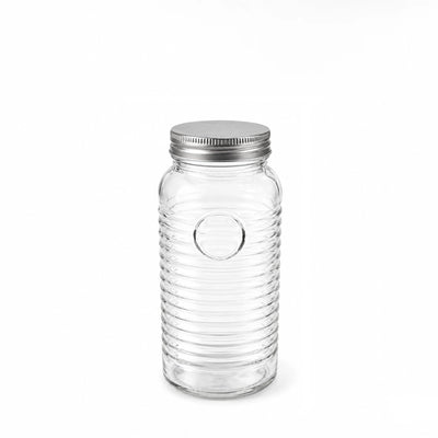 L&L EZRA Glass Storage Jar With Metal Lid 18 x 8 CM Airtight Food Storage Canister Siddiq Gifts