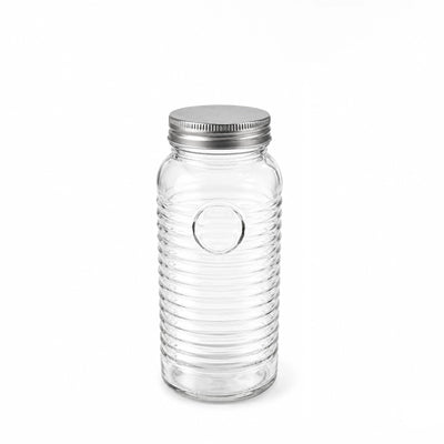 L&L EZRA Glass Storage Jar With Metal Lid 21 x 8 CM Airtight Food Storage Canister Siddiq Gifts