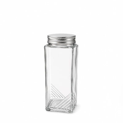 L&L Glass Storage Jar With Metal Lid 18 x 7 CM Airtight Kitchen Storage Container Siddiq Gifts