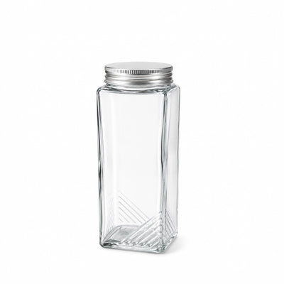 L&L Glass Storage Jar With Metal Lid 21 x 7 CM Airtight Kitchen Storage Container Siddiq Gifts