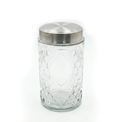 L&L LILY Glass Storage Jar With Stainless Steel Lid 20 x 11 CM Airtight Food Storage Canister Siddiq Gifts