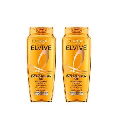 L'Oréal Paris Elvive Extraordinary Oil Nourishing Shampoo, 2 × 400 ml, for Normal to Dry Hair, Ideal for Smoother, Softer, and More Manageable Hair at Siddiq Gifts.