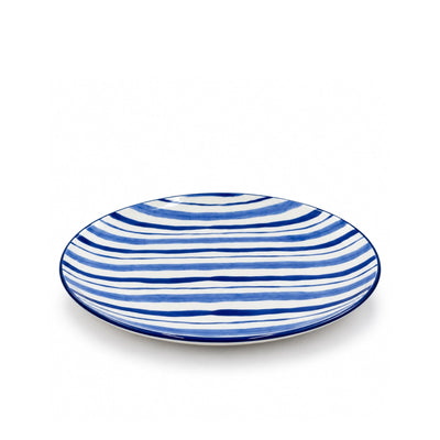 Luhpar Ceramic Dinner Plate Measuring 26.5 Cm With A Blue Striped Design And Dark Blue Rim, Ideal For Serving Main Courses, Rice, Pasta, Salads, And Everyday Meals At Siddiq Gifts.