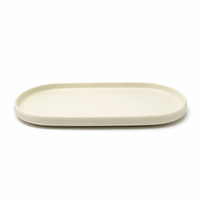 Luhpar Ceramic Long Plate 36.4 x 19.4 CM Cream White Serving Platter Siddiq Gifts