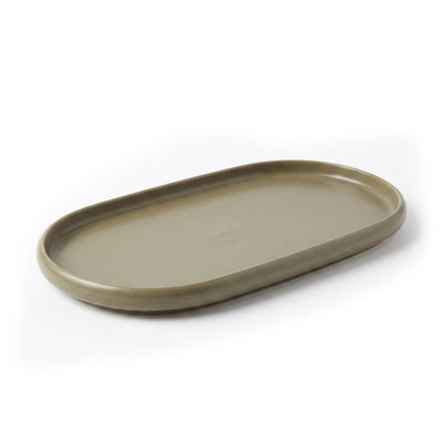 Luhpar Ceramic Long Plate 36.4 x 19.4 CM Taupe Brown Serving Platter Siddiq Gifts