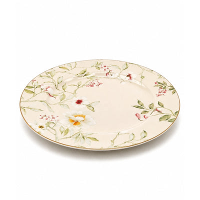 Luhpar Porcelain Dinner Plate 10.5-Inch Cream Floral Real Gold Decal Design by Siddiq Gifts