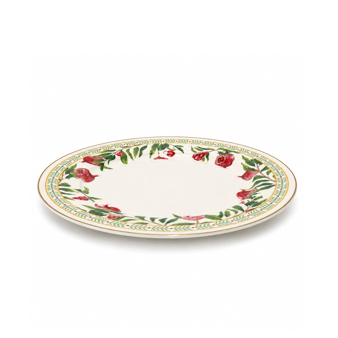AM-023 Luhpar Porcelain Dinner Plate – 10.5-Inch – Pomegranate & Floral Real Gold Decal Design