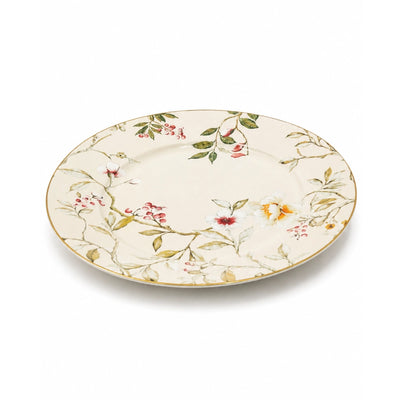 Luhpar Porcelain Dinner Plate 12-Inch Cream Floral Real Gold Decal Design by Siddiq Gifts