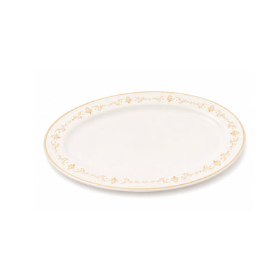 Luhpar Porcelain Oval Serving Plate 12-Inch White with Elegant Gold Ornamental Design by Siddiq Gifts