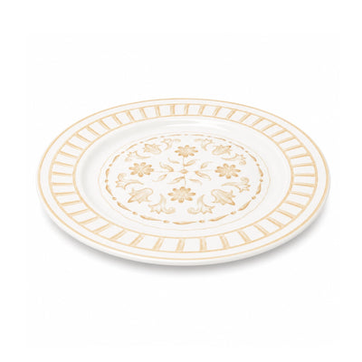 Luhpar Porcelain Serving Platter 12-Inch White with Elegant Gold Floral Design by Siddiq Gifts