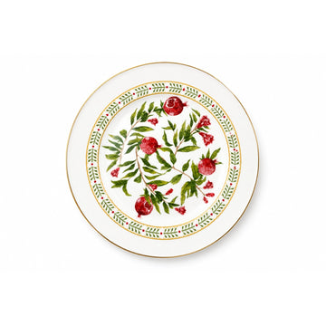 Luhpar Porcelain Side Plate 7.5-Inch Pomegranate & Floral Real Gold Decal Design by Siddiq Gifts