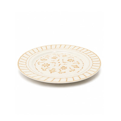 Luhpar Porcelain Side Plate 7.5-Inch White with Elegant Gold Floral Design by Siddiq Gifts