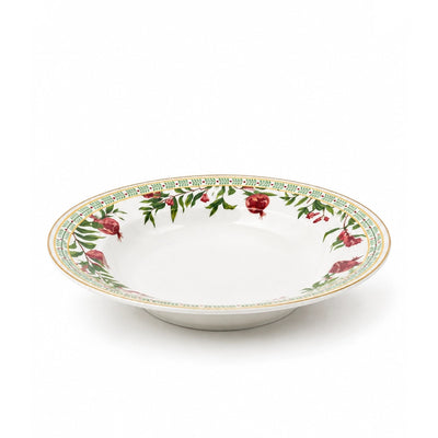 Luhpar Porcelain Soup Plate 8.5-Inch White with Floral Real Gold Decal Design by Siddiq Gifts