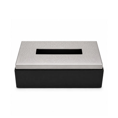 Luhpar Wooden & Metal Tissue Box 23 x 13 x 7 cm Silver with Black Wooden Base Siddiq Gifts