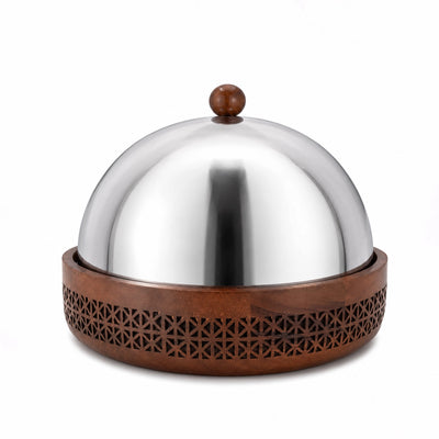 Luhpar Wooden Round Storage Box Large 29 × 29 cm Brown Wood with Mirror Finish Lid Siddiq Gifts