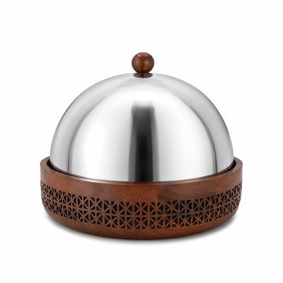 Luhpar Wooden Round Storage Box Medium 27 × 27 cm Brown Wood with Mirror Finish Lid Siddiq Gifts
