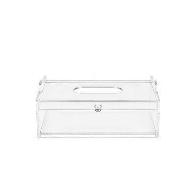 Luxury Clear Acrylic Tissue Box Cover With An Elegant Transparent Finish, Measuring 25 × 13 × 10.5 Cm And Ideal For Living Rooms, Bedrooms, Offices, Majlis, And Guest Areas At Siddiq Gifts.