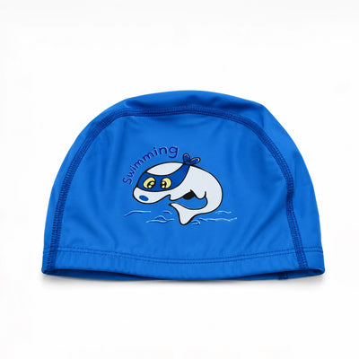 LX-1405 Kids Swimming Cap Cartoon Whale Print Blue Swim Cap Siddiq Gifts