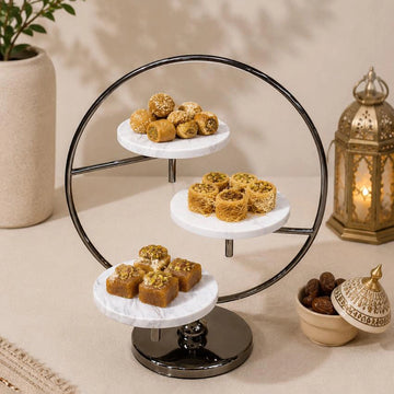 Marble Cake Stand 43 x 33 CM 3-Tier Decorative Dessert Display Stand Siddiq Gifts