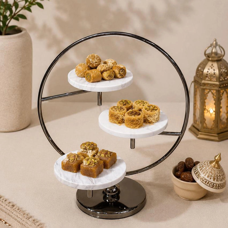 Marble Cake Stand 43 x 33 CM 3-Tier Decorative Dessert Display Stand Siddiq Gifts