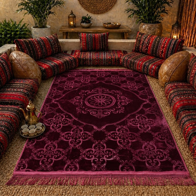 Maroon Carpet 200x300 Cm Soft Embossed Classic Pattern Area Rug Elegant Home Decor Siddiq Gifts