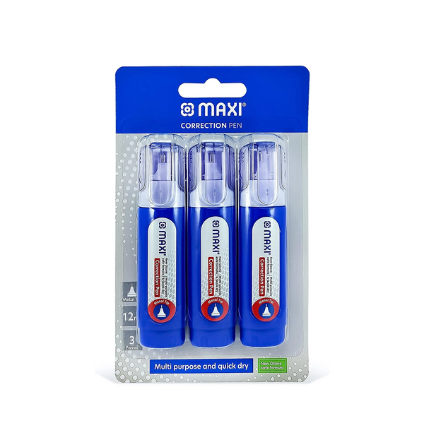 Maxi Correction Pens 12 ml 3-Piece Pack with Metal Precision Tip by Siddiq Gifts