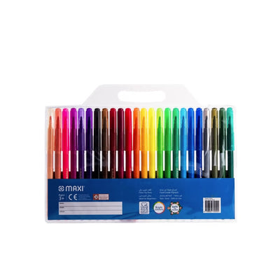 Maxi Fibre-Tip Colouring Pens 24-Piece Assorted Colour Pack by Siddiq Gifts