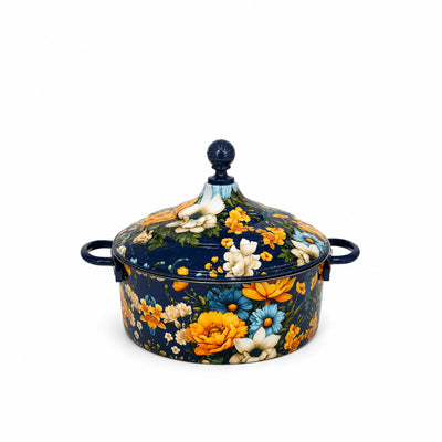 May Flower Insulated Hot Pot 2500 ml Blue with Floral Design Siddiq Gifts