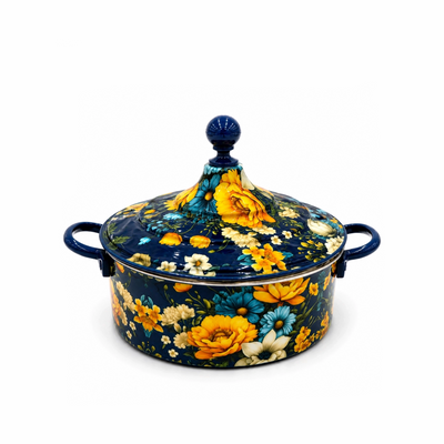 May Flower Insulated Hot Pot 3500 ml Blue with Floral Design Siddiq Gifts