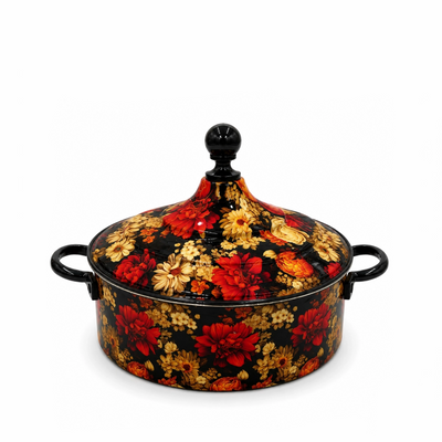 May Flower Insulated Hot Pot 5000 ml Black with Floral Design Siddiq Gifts