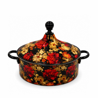 May Flower Insulated Hot Pot 8000 ml Black with Floral Design Siddiq Gifts