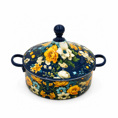 May Flower Insulated Hot Pot 8000 ml Blue with Floral Design Siddiq Gifts