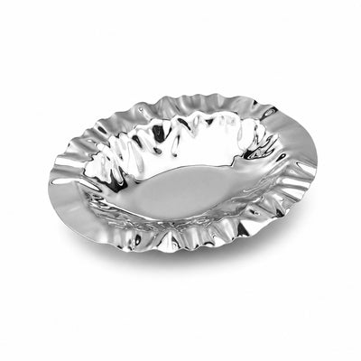 Meera Serving Tray Small 32 X 26 CM Decorative Metal Serving Tray With Silver Finish Siddiq Gifts