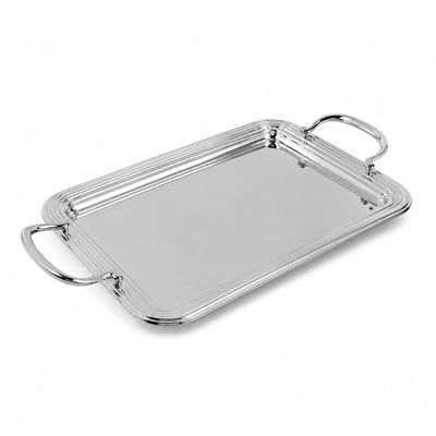 Meera Stainless Steel Serving Tray 33 × 24 CM Silver Siddiq Gifts