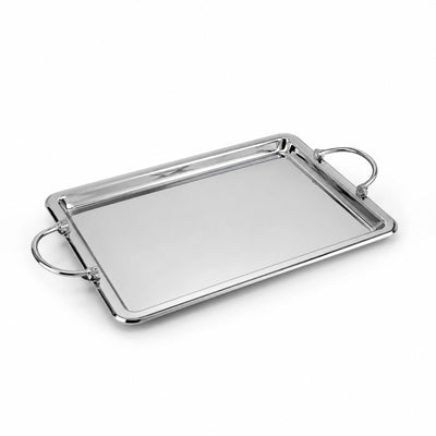 Meera Stainless Steel Serving Tray 35 × 28 CM Silver Siddiq Gifts