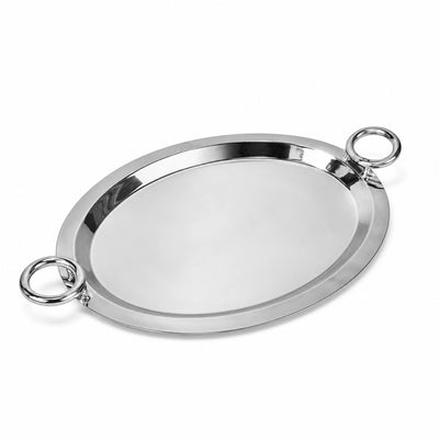 Meera Stainless Steel Serving Tray 37 × 27 CM Silver Siddiq Gifts