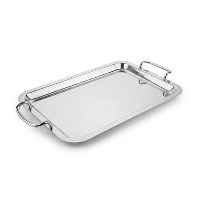 Meera Stainless Steel Serving Tray 40 × 26 CM Silver Siddiq Gifts